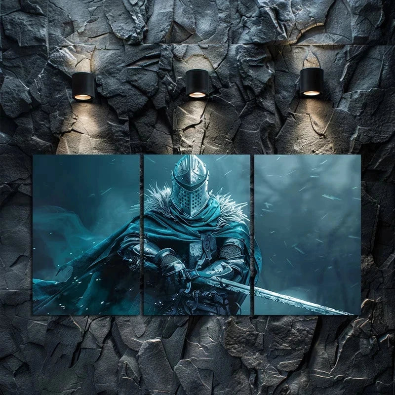 3pcs Awe-inspiring Portrait of Knight Metal Print Ready to Hang Art - Bella Home Decor