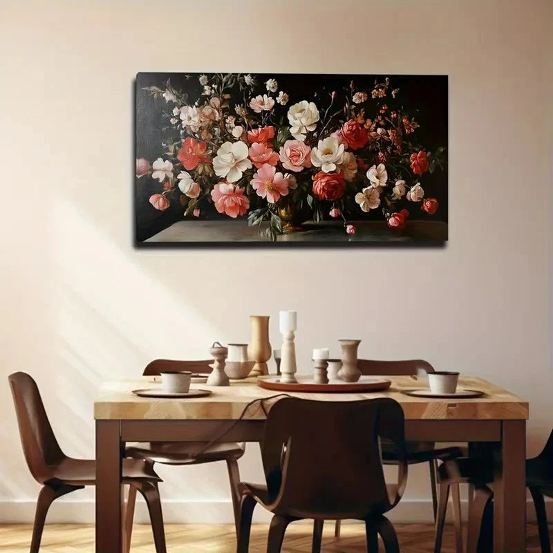 Vibrant Golden Vase Flowers Wall Art Canvas Office Home Room Framed 120x60cm