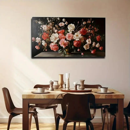 Vibrant Golden Vase Flowers Wall Art Canvas Office Home Room Framed 120x60cm