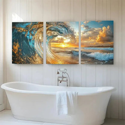 3pcs Sea Sunset Surfing Beach Scene Perfect Wall Art Canvas Unframed – High Quality Print 100% Australian Made Wall Canvas
