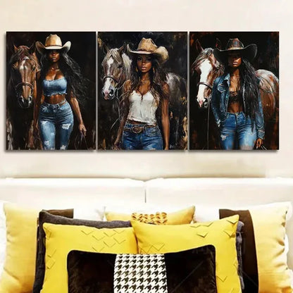 3pcs Featuring a Beautiful Girl Wearing Jeans Wall Art Set Canvas Unframed - High Quality Print 100% Australian Made Wall Canvas
