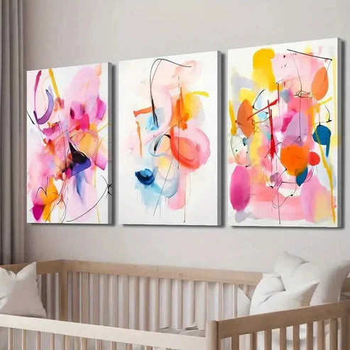 3pcs Modern Colorful Geometric Designs Wall Art Set Canvas Unframed - High Quality Print 100% Australian Made Wall Canvas