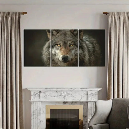 3pcs Wolf Portrait Detailed Fur Texture Metal Print Ready to Hang Art - Bella Home Decor