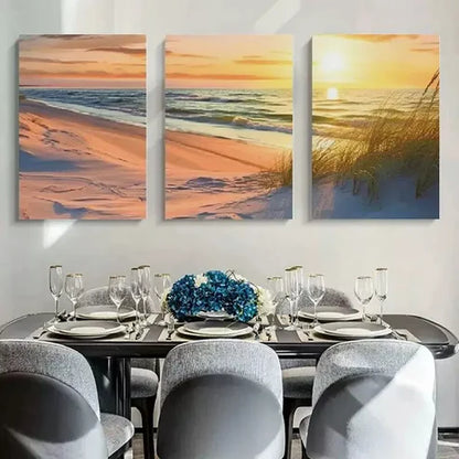 3pcs Sunset Beach Canvas Framed 60x90cm - High Quality Print 100% Australian Made Wall Canvas Ready to Hang