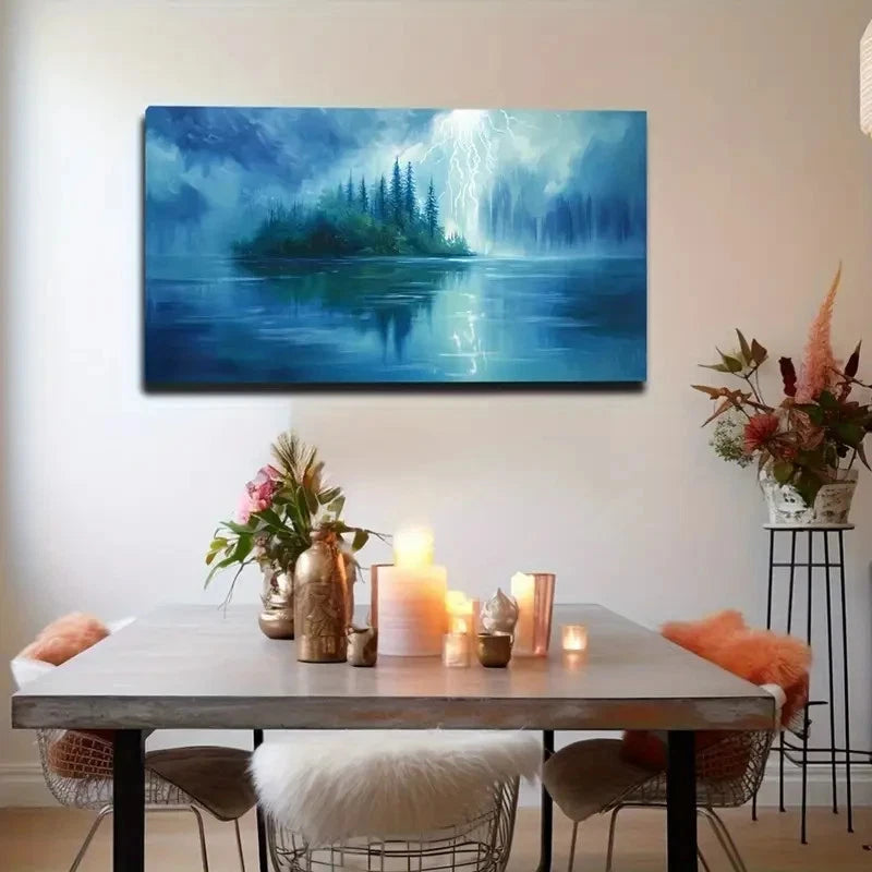 Serene Lake & Stormy Sky Wall Art Canvas Office Home Room Framed 120x60cm