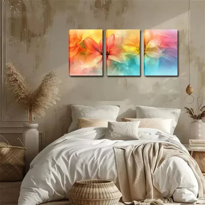 3pcs Attractive Decorations, Hazy Lilies Wall Art Canvas Unframed - High Quality Print 100% Australian Made Wall Canvas - Bella Home Decor