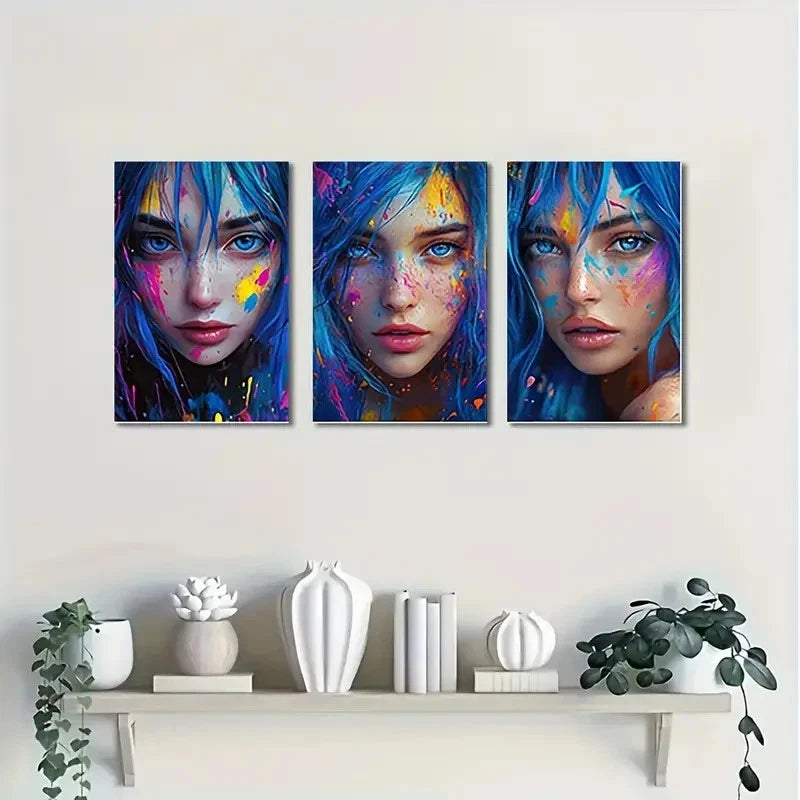 3pcs Colorful Abstract Woman CAW   Wall Art Canvas Framed 40x60cm - High Quality Print 100% Australian Made Wall Canvas Ready to Hang - Bella Home Decor