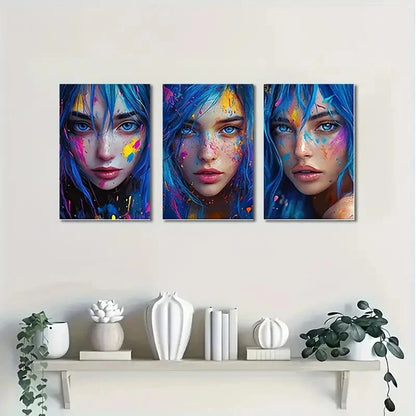 3pcs Colorful Abstract Woman CAW   Wall Art Canvas Framed 40x60cm - High Quality Print 100% Australian Made Wall Canvas Ready to Hang - Bella Home Decor