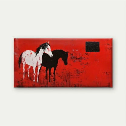 Black & White Horses Wall Art Canvas Office Home Room Framed 120x60cm