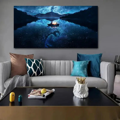 Classic Night Sky Landscape Wall Art Canvas Office Home Room Framed 120x60cm