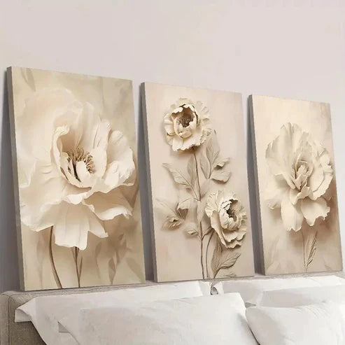 3pcsModern Luxury Floral Wall Art Set Canvas Unframed - High Quality Print 100% Australian Made Wall Canvas