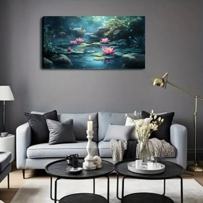 Pink For Lotus Blossoms Decor Wall Art Canvas Office Home Room Framed 120x60cm