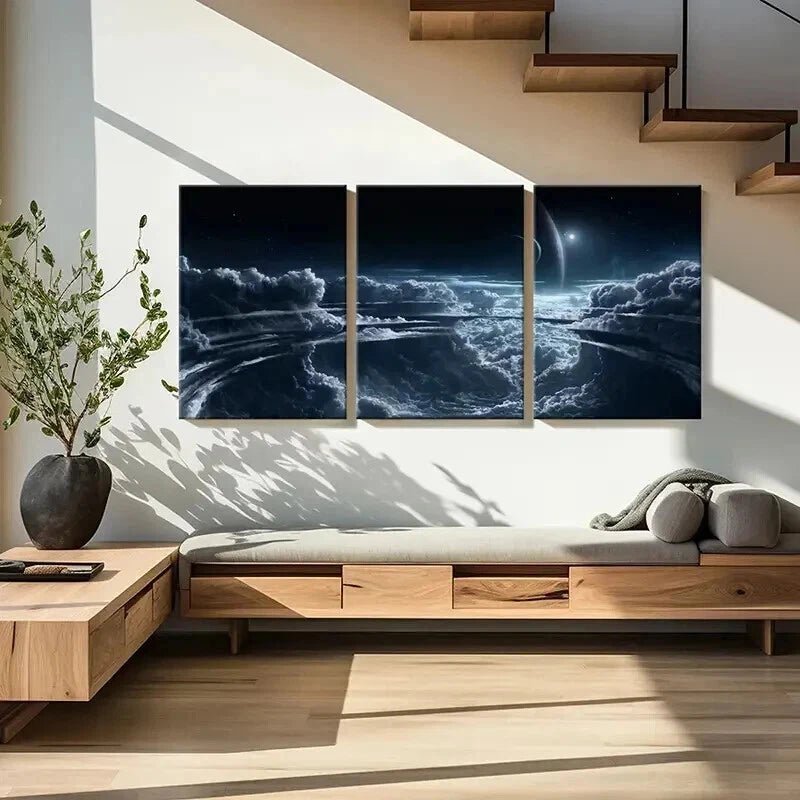 3pcs Fantasy Alien Planet Landscape Universe Wall Art Set Canvas Framed 40x60cm - High Quality Print 100% Australian Made Wall Canvas Ready to Hang - Bella Home Decor