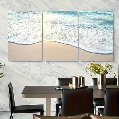 3pcs Ocean Wave Wall Art Metal Print Ready to Hang Art