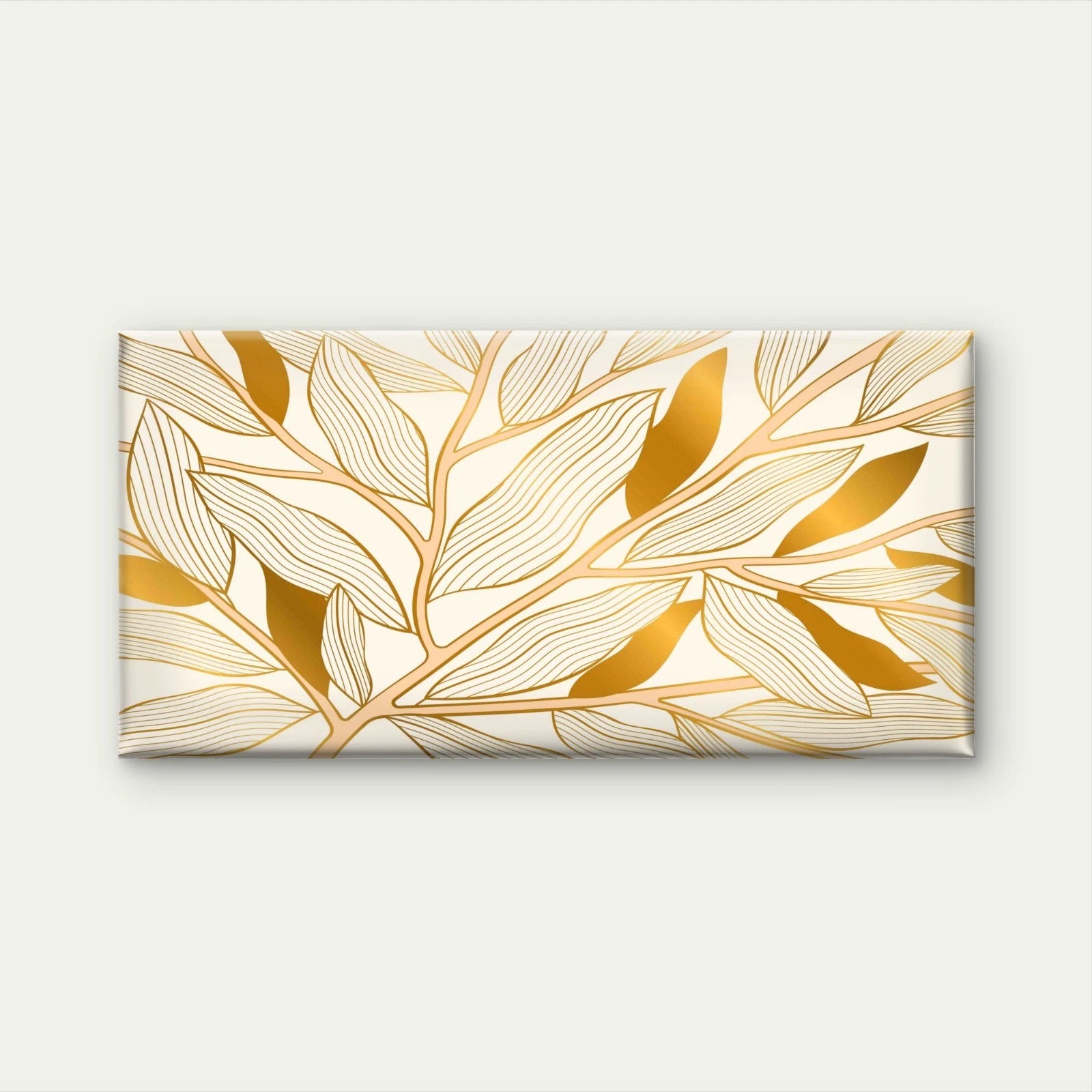 Golden Leaf Pattern Art Wall Art Canvas Office Home Room Framed 120x60cm - Bella Home Decor