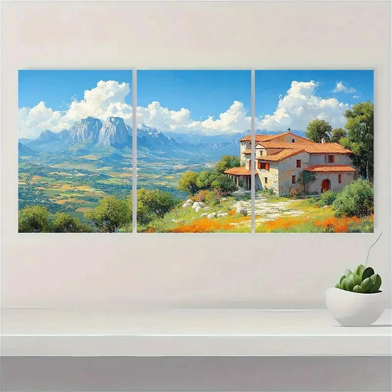 3pcs Meteora Monasteries Panoramic Metal Print Ready to Hang Art - Bella Home Decor