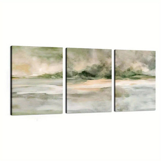 3pcs Modern Neutral Abstract Minimalist Scenery Wall Art Set Canvas Framed 40x60cm - High Quality Print 100% Australian Made Wall Canvas Ready to Hang