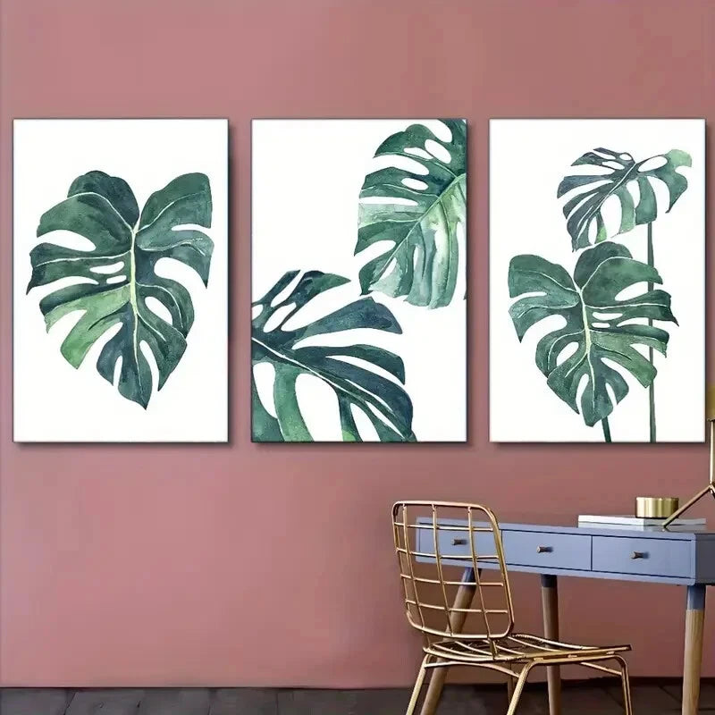 3pcs Botanical Art Leaves Poster Metal Print Ready to Hang Art