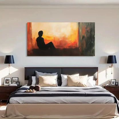 Contemplation Silhouette Sun Wall Art Canvas Office Home Room Framed 120x60cm - Bella Home Decor