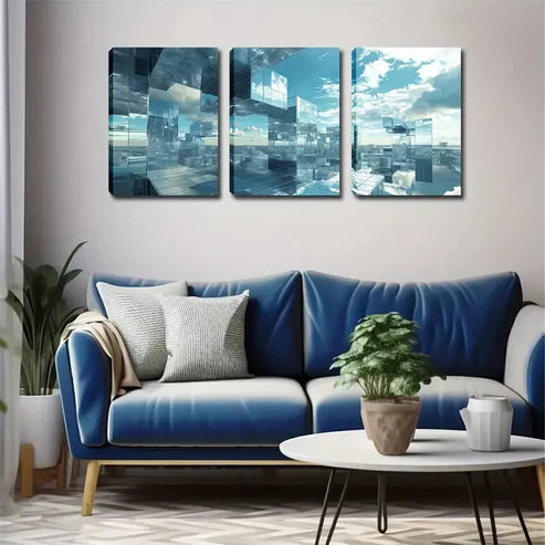 3pcs Abstract Urban Structure Wall Art Set Canvas Framed 60x90cm - High Quality Print 100% Australian Made Wall Canvas Ready to Hang - Bella Home Decor