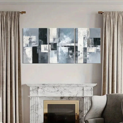 3pcs Abstract Art Geometric Design Monochrome Metal Print Ready to Hang Art
