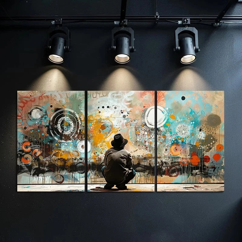 3pcs Graffiti Street Art Style Oil Painting Metal Print Ready to Hang Art