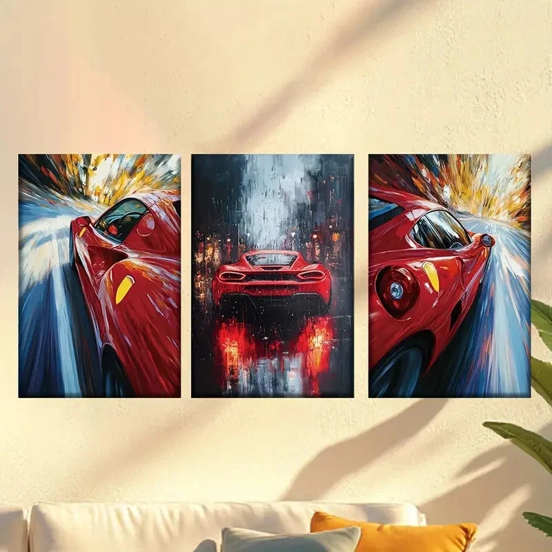 3pcs speed road, abstract background Wall Art Set Canvas Framed 50x70cm - High Quality Print 100% Australian Made Wall Canvas Ready to Hang
