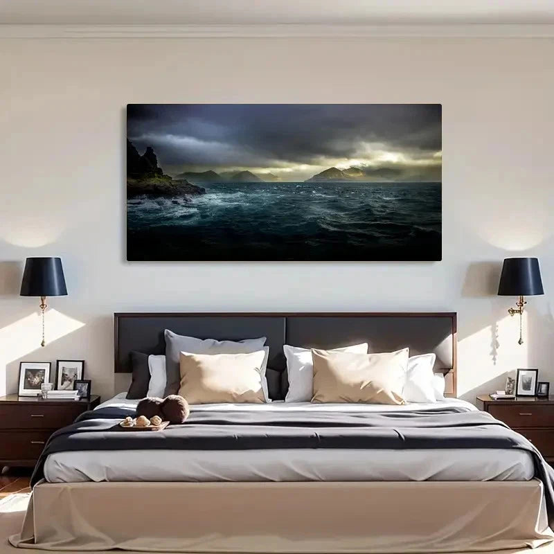Majestic Mountain Reflections Wall Art Canvas Office Home Room Framed 120x60cm