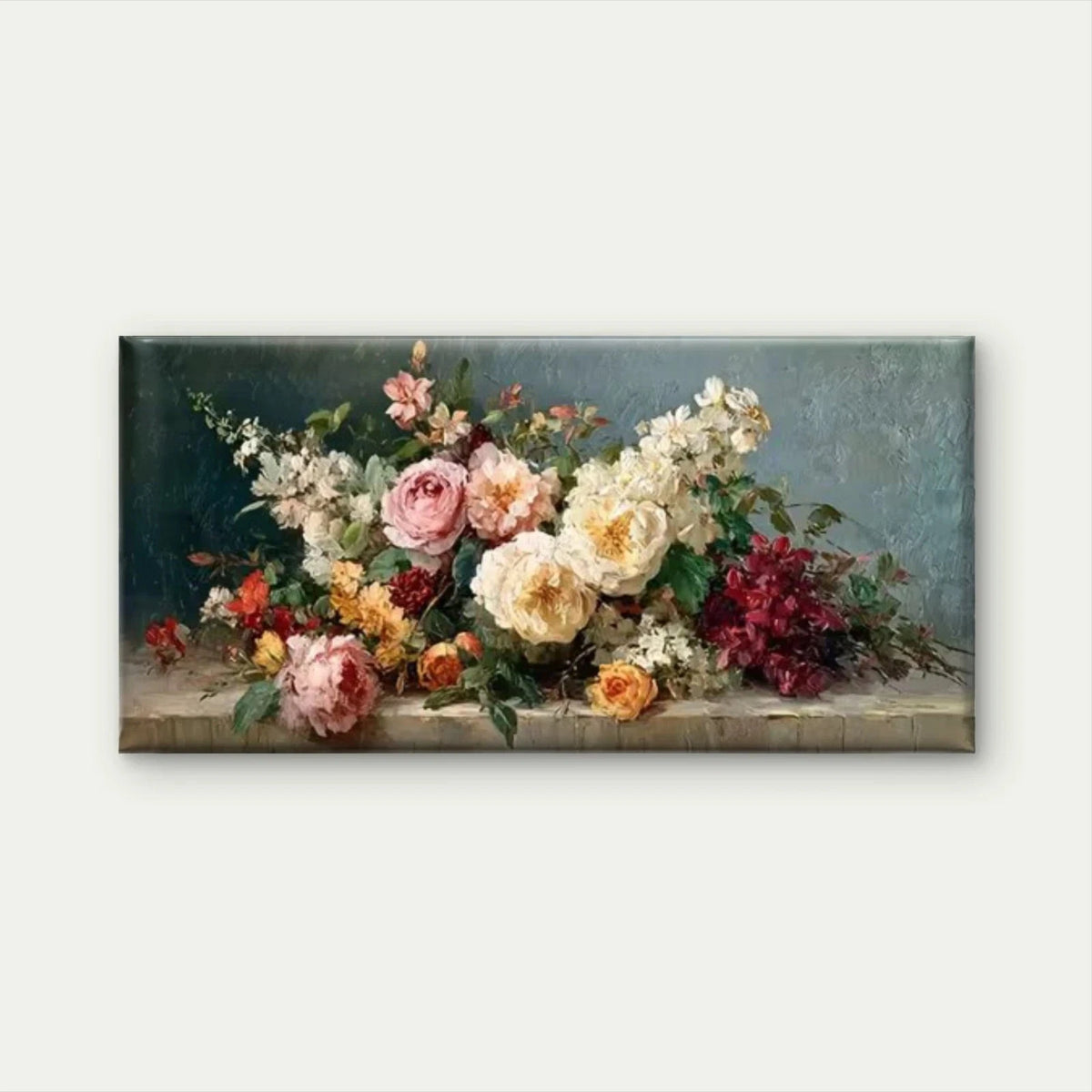Elegant Flower Design Wall Art Canvas Office Home Room Framed 120x60cm