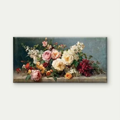 Elegant Flower Design Wall Art Canvas Office Home Room Framed 120x60cm