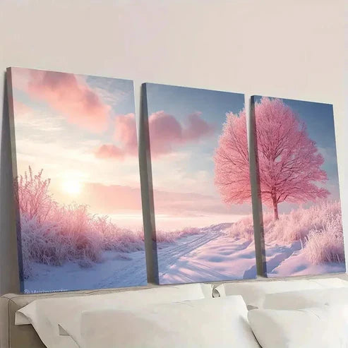 3pcs Frosty Morning Snowy Landscape Wall Art Canvas Unframed - High Quality Print 100% Australian Made Wall Canvas - Bella Home Decor