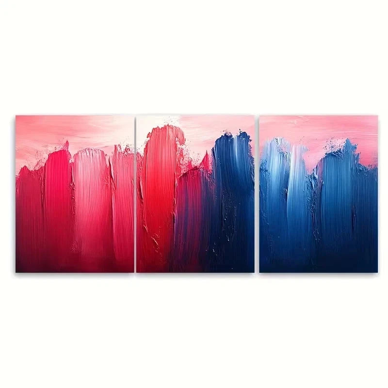 3pcs Vibrant Abstract Brushstroke Red, Magenta Wall Art Set Canvas Framed 40x60cm - High Quality Print 100% Australian Made Wall Canvas Ready to Hang
