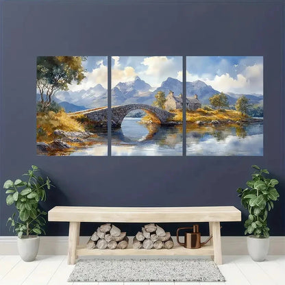3pcs Scotland Painting Watercolor Isle of Skye Metal Print Ready to Hang Art - Bella Home Decor