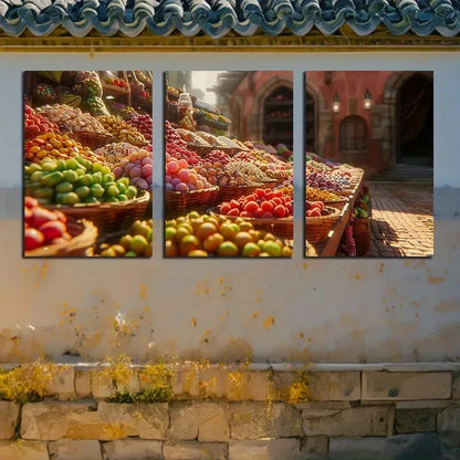 3pcs Colorful Market Fruit & Vegetable Metal Print Ready to Hang Art - Bella Home Decor