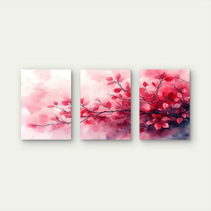 3pcs Delicate Brushstrokes Of A Pink Autumn Wall Art Set Canvas Framed 50x70cm - High Quality Print 100% Australian Made Wall Canvas Ready to Hang