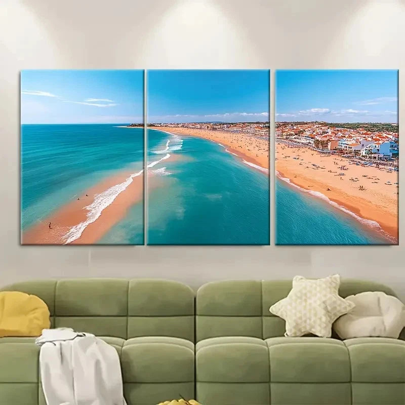 3pcs Praia da Oura Albufeira Artwork TO   Wall Art Set Canvas Framed 40x60cm - High Quality Print 100% Australian Made Wall Canvas Ready to Hang - Bella Home Decor