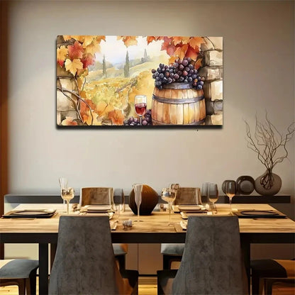 Autumn Vineyard Suitable Wall Art Canvas Office Home Room Framed 120x60cm