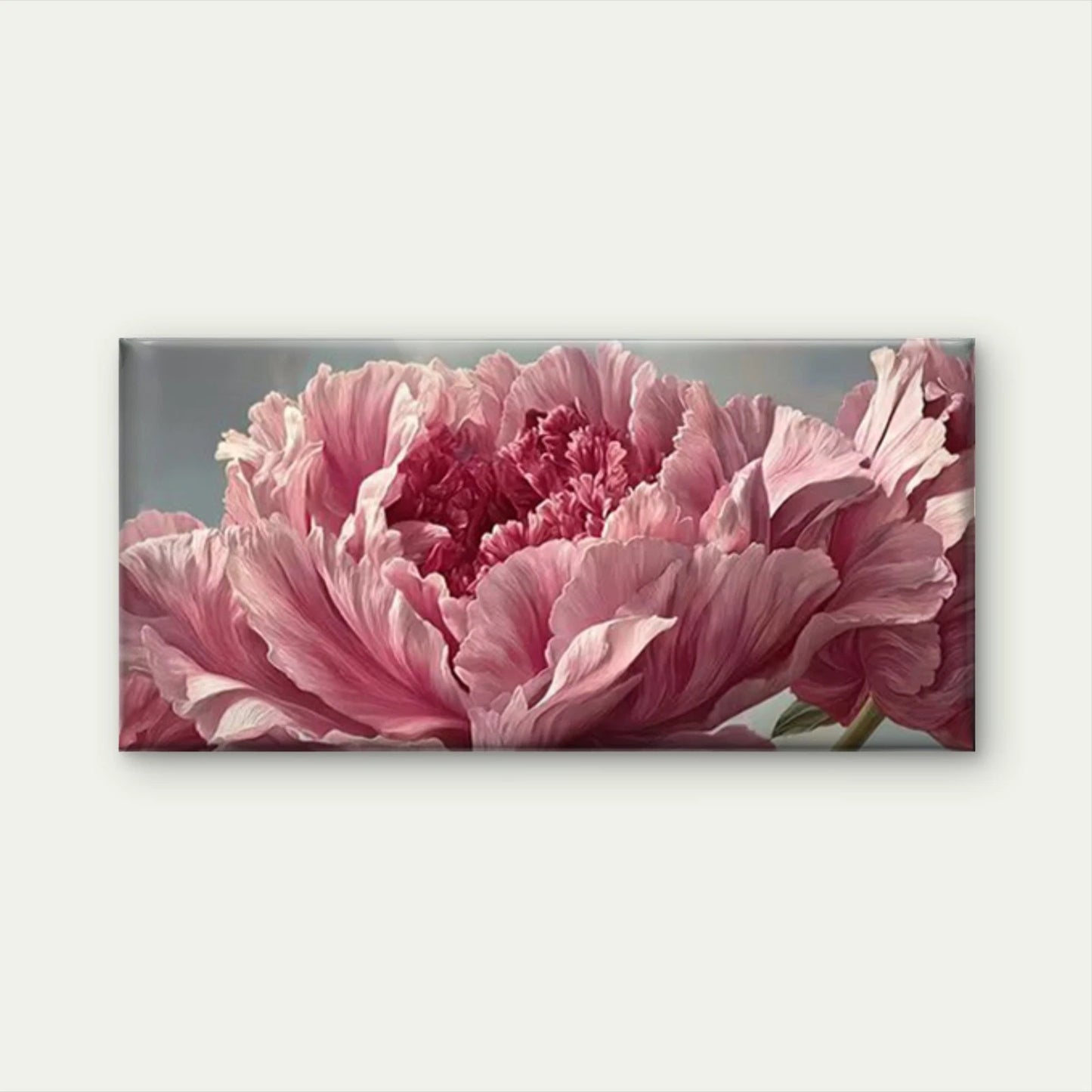 Pink Flowers on Beige Background Wall Art Canvas Office Home Room Framed 120x60cm - Bella Home Decor