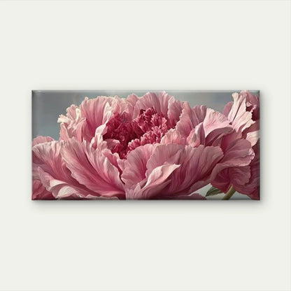 Pink Flowers on Beige Background Wall Art Canvas Office Home Room Framed 120x60cm - Bella Home Decor