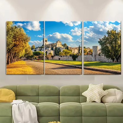 3pcs Countryside Scene with Historic Buildings Metal Print Ready to Hang Art - Bella Home Decor