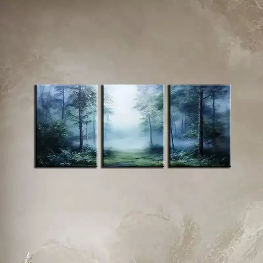 3pcs Fragrant dark Misty Forest AArt Set Canvas Framed 50x70cm - High Quality Print 100% Australian Made Wall Canvas Ready to Hang