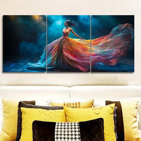 3pcs Girls Dancing in the Light Wall Art Set Canvas Unframed - High Quality Print 100% Australian Made Wall Canvas