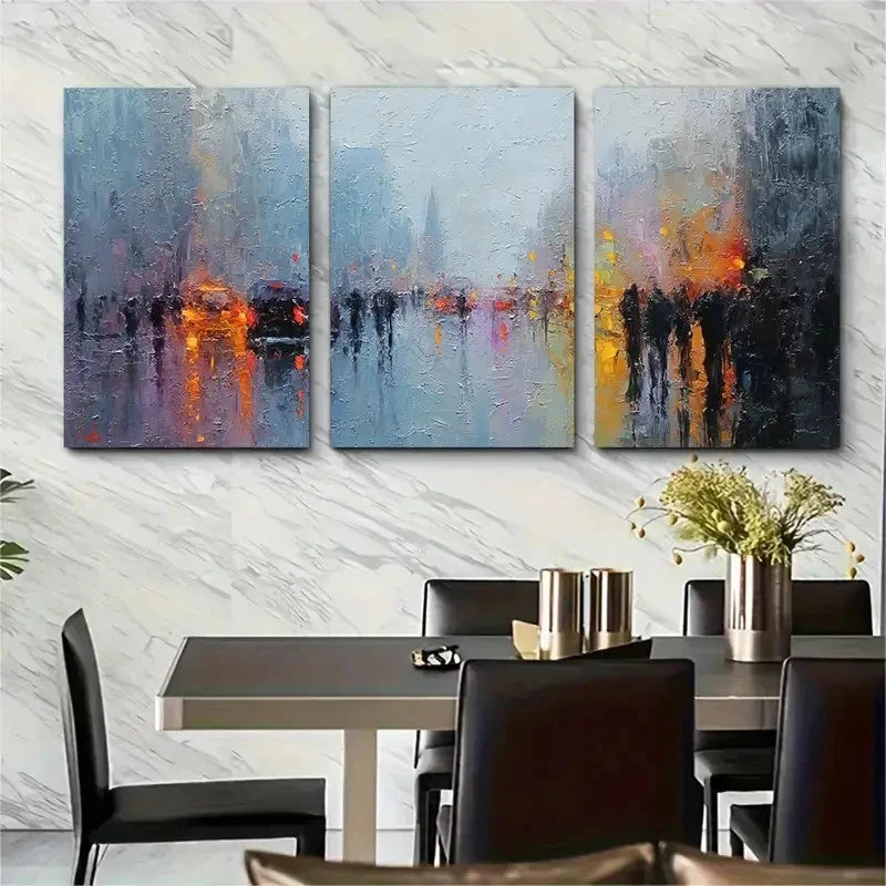 3pcs Impressionist City Street Scene Perfec Wall Art Set Canvas Framed 40x60cm - High Quality Print 100% Australian Made Wall Canvas Ready to Hang