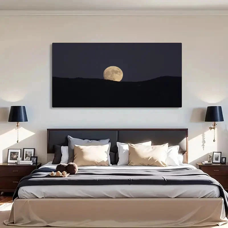 Serene Moonlit Mountains Wall Art Canvas Office Home Room Framed 120x60cm