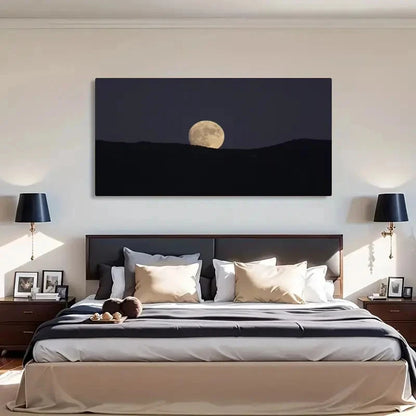Serene Moonlit Mountains Wall Art Canvas Office Home Room Framed 120x60cm