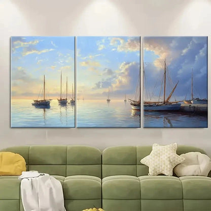 3pcs Tranquil Seaside Morning RT   Wall Art Set Canvas1 Framed 40x60cm - High Quality Print 100% Australian Made Wall Canvas Ready to Hang