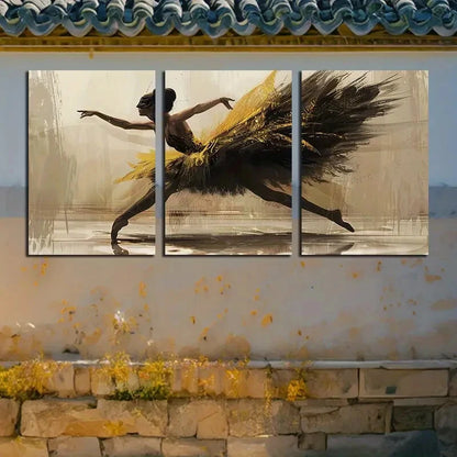 3pcs Vibrant Ballet Dancer Illustration Metal Print Ready to Hang Art - Bella Home Decor
