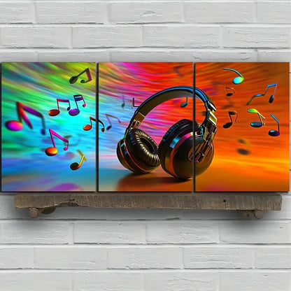 3pcs Music Headphone Pictures Metal Print Ready to Hang Art - Bella Home Decor