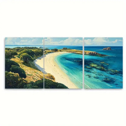 3pcs Phillip Island Beach Decor Australia Wall Art Set Canvas Framed 60x90cm - High Quality Print 100% Australian Made Wall Canvas Ready to Hang