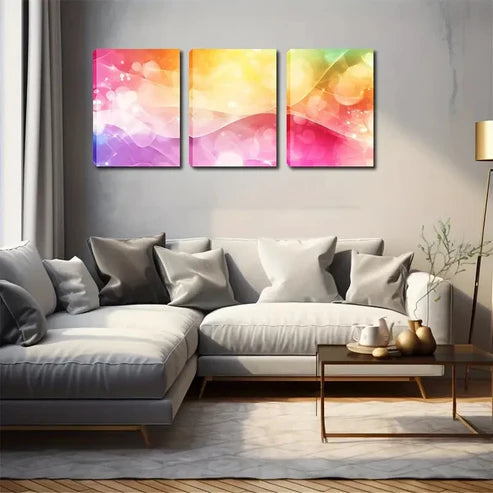 3pcs Triptych with Transparent Bubble Accents Wall Art Canvas Unframed - High Quality Print 100% Australian Made Wall Canvas